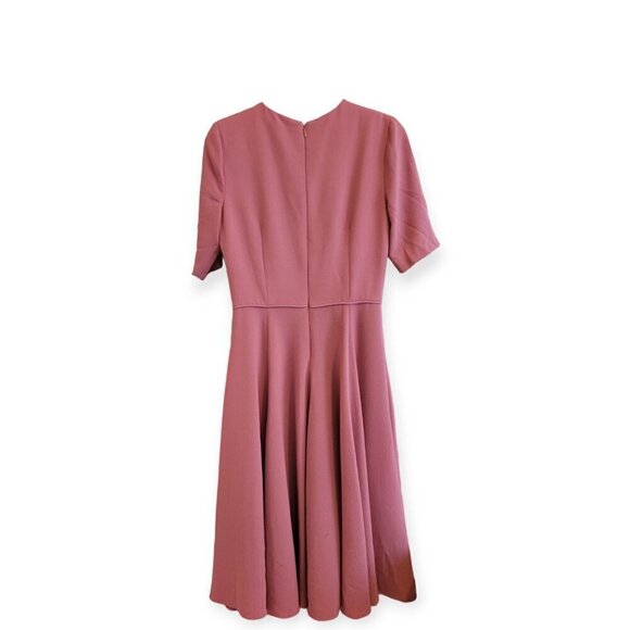 Gal Meets Glam Edith Coral Pink Fit Flare V Neck Midi Dress Size 2 XS EUC - Picture 3 of 10